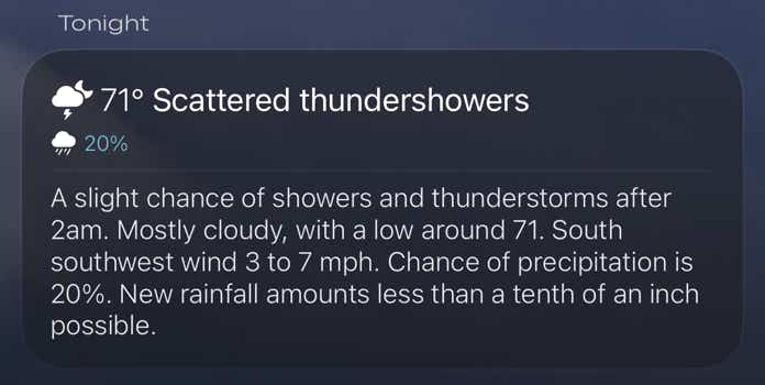 Snapshot showing Skypoint's detailed weather forecast